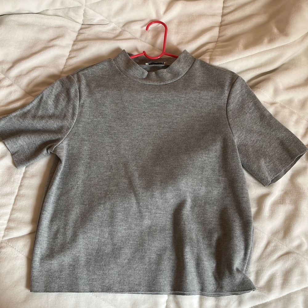 ZARA Grey Mock neck Shirt/sweater